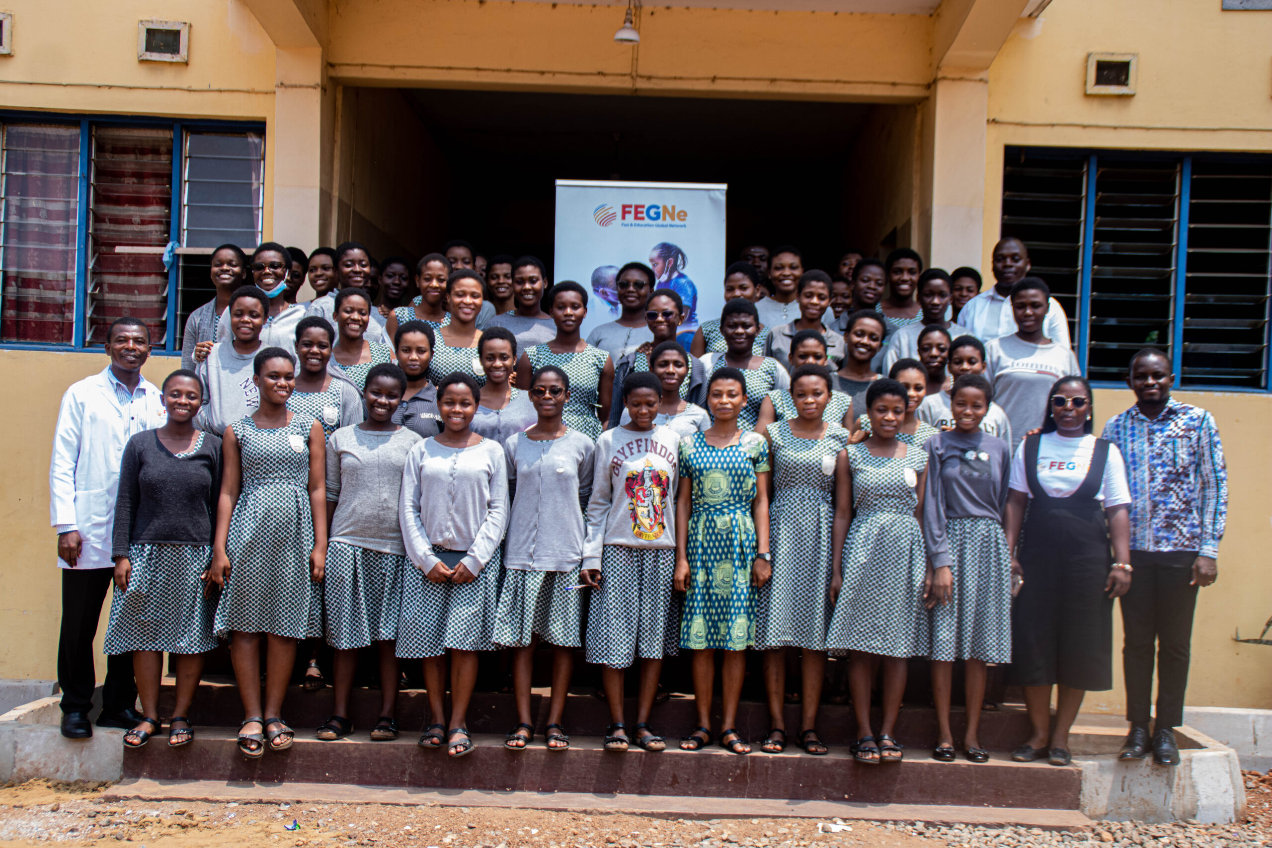 a picture with students and staff of Accra Girls SHS